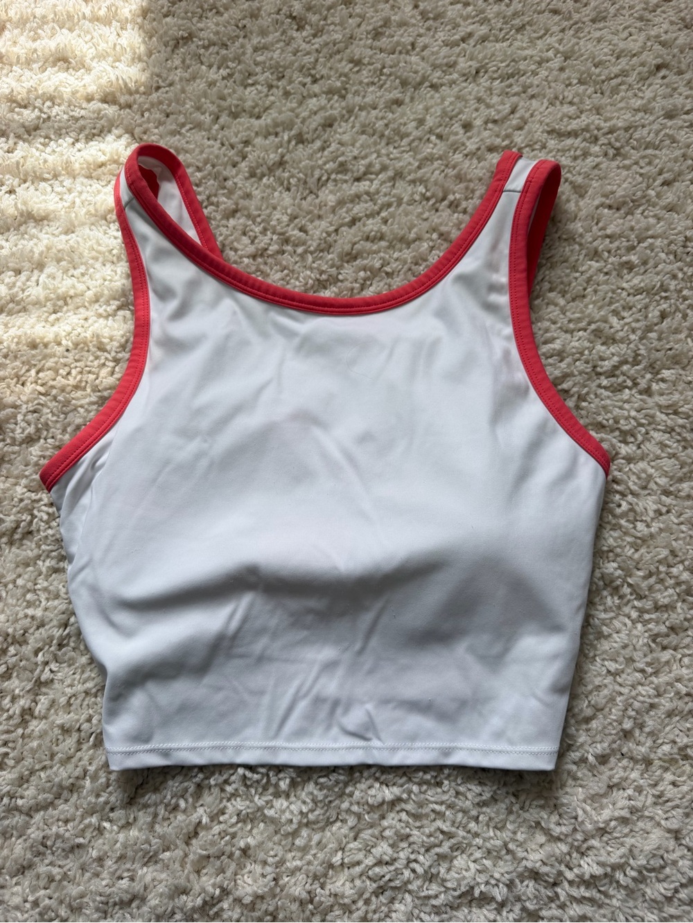 JoyLab White Crop Tank with Pink Contrast Trim